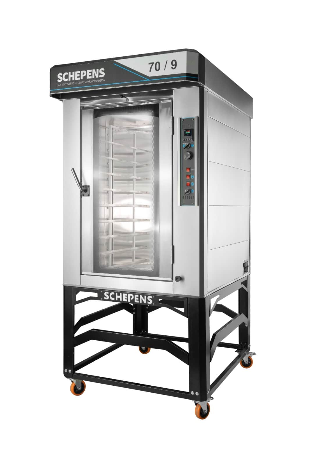 Horno rotativo industrial FS 70/9 – 9 bandejas 70x45 cm, 45 kg/hora, gas o eléctrico