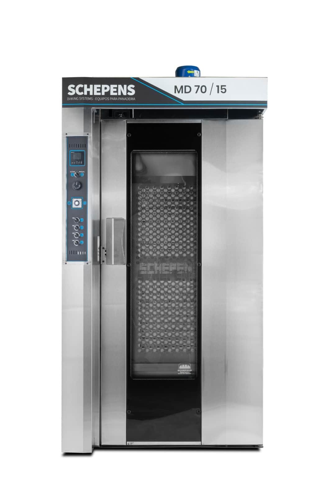 Horno rotativo industrial MD 70/15 – 15 bandejas 70x45 cm, 70 kg/hora, doble vaporización estática