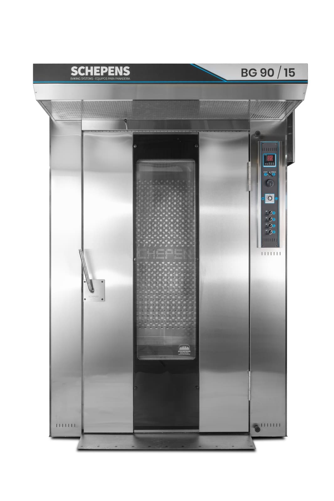 Horno rotativo industrial BG 90/15 – 15 bandejas 70x90 cm, 130 kg/hora, alta capacidad