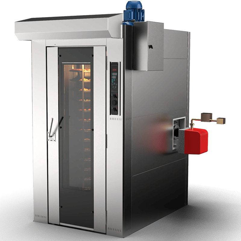 Horno rotativo industrial MF 70/15 – 15 bandejas 70x45 cm, 70 kg/hora, vapor en cascada